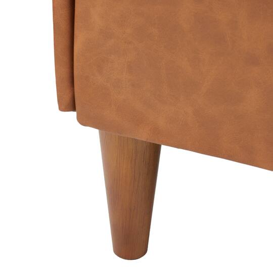 Hello Honey® Cognac Vegan Leather Bench with Storage
